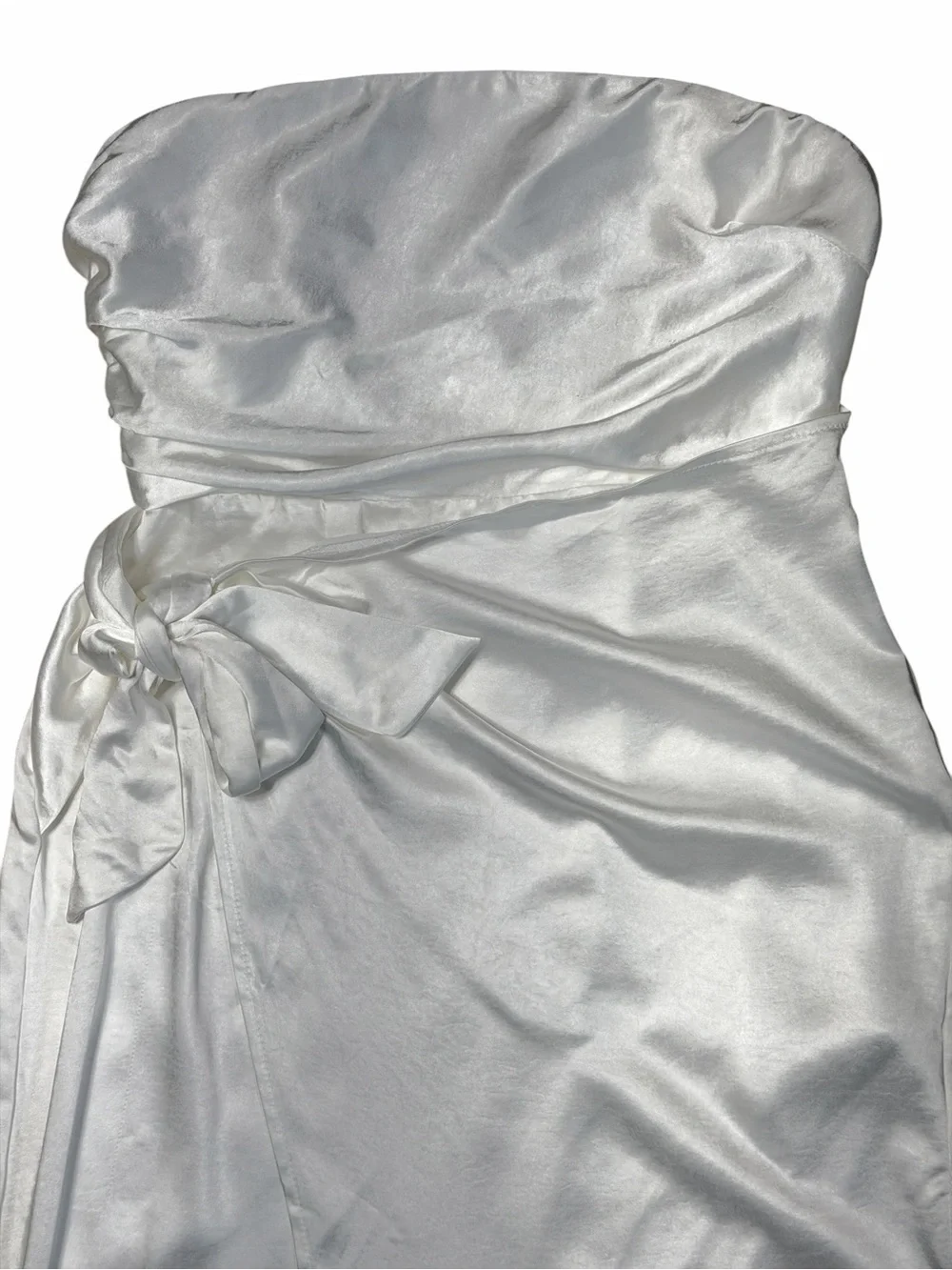 Selfie Leslie White Gianna Strapless Waist Tie Midi Dress Womens L